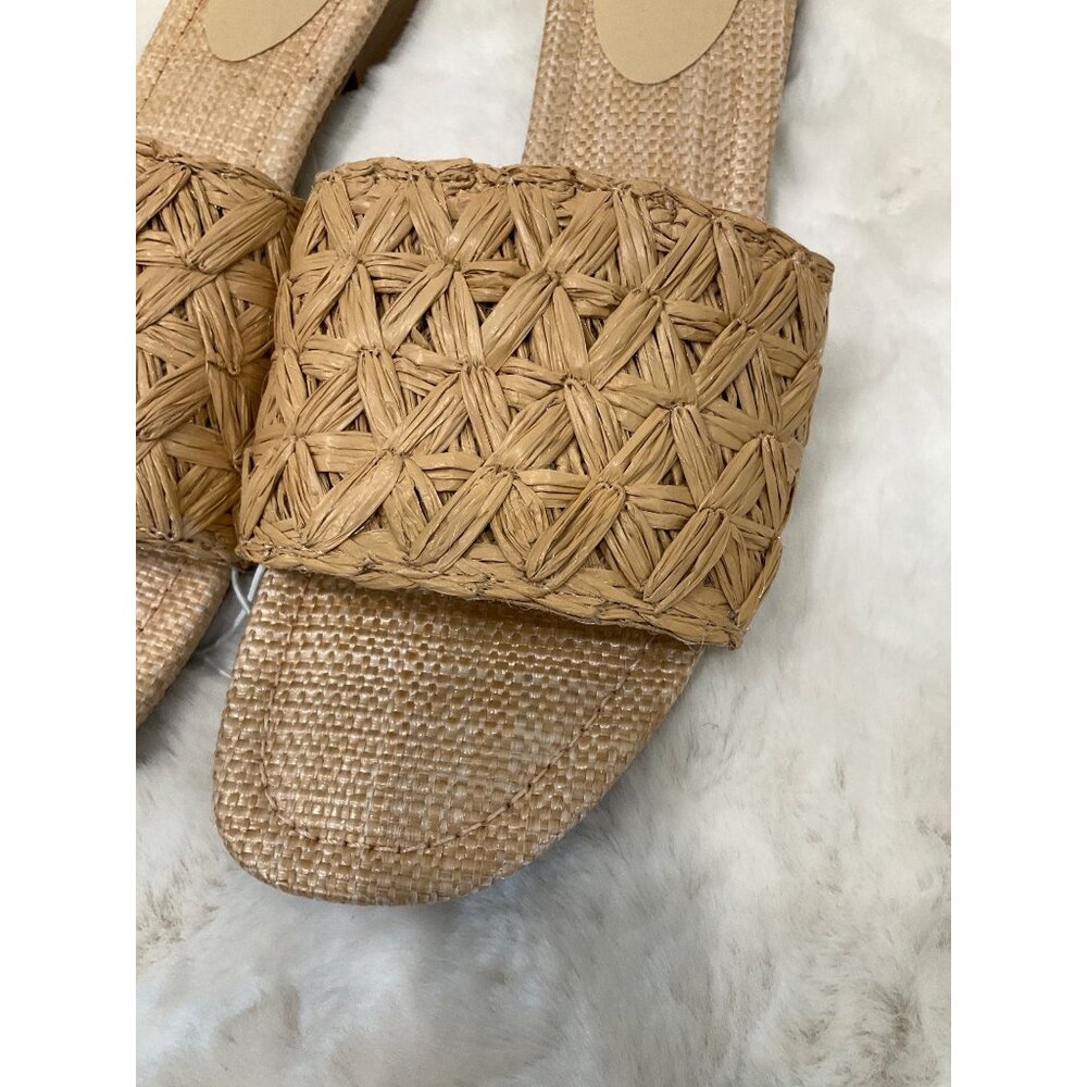 a New Day size 10, NEW Ariella Woven Raffia Slide Sandals Tan Memory Foam - Picture 4 of 6